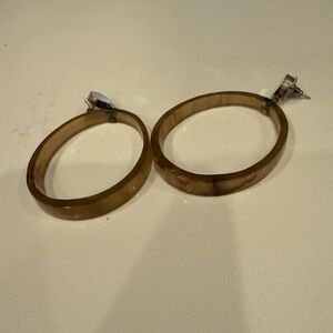 Silver and Bone Brown Hoop Earrings
